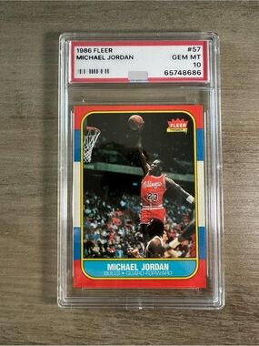 Michael Jordan Rookie 1986 Fleer #57 Gem Mint 10 Novelty Basketball Card. Bulls.